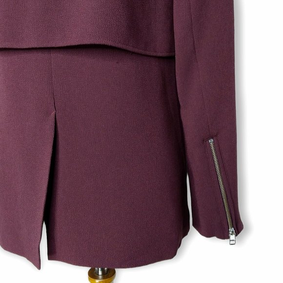 Aritzia Wilfred Moto Jacket Blazer Size XS Purple Eggplant Zippers Snap Closure - Picture 6 of 12